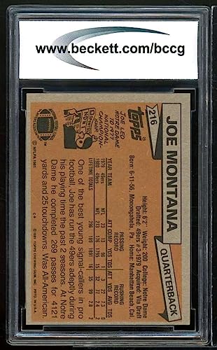 1981 Topps #216 Joe Montana Rookie Card Bgs Bccg 9 Near Mint+ #TOP1