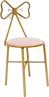 FARDIESER Pink Butterfly Vanity Chair: Velvet Cushion, Gold Metal Frame, Bow Backrest - Cute Dressing Stool for Bedroom (Light Pink)