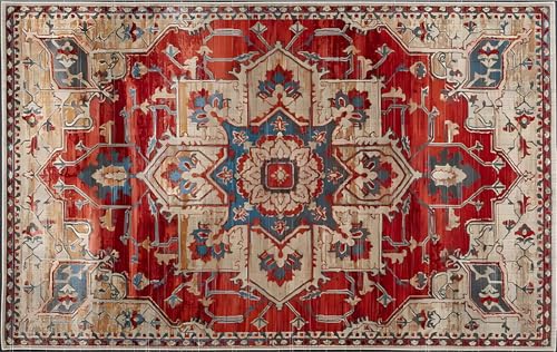 Alfombra lavable Rururug para evitar resbalones y acumulación de polvo rojo 3