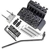 Double Locking Tremolo Bridge System with Arm - Compatible with Floyd Rose & Strat Replacement| Chrome Upgrade Kit for Electric Guitars (black)