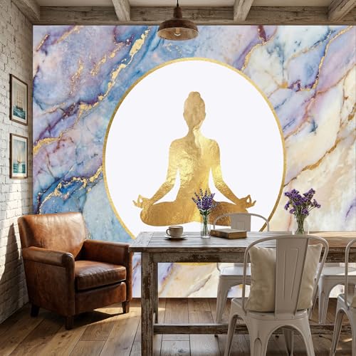 Papier peint silhouette méditation pour chambre cocon de sérénité