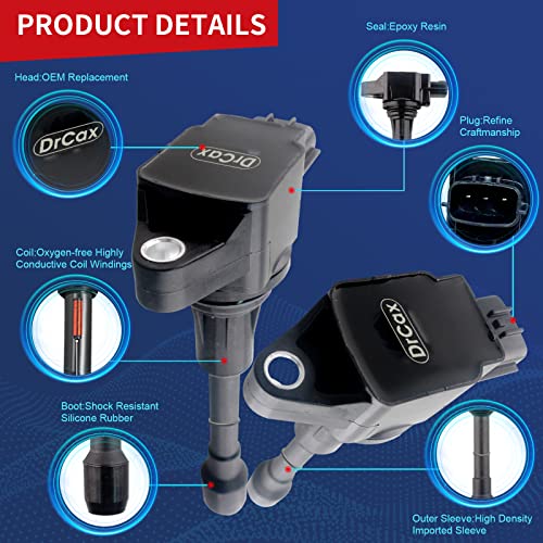 DrCax OEM Ignition Coil UF550 Compatible with 2007-2017 Nissan Infiniti Maxima Quest Pathfinder Murano Altima Q50 QX60 FX35 V6 3.5L Engines - 1 Pack