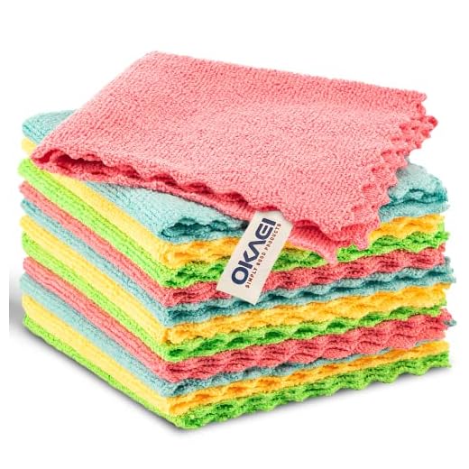 Okaei Paños de microfibra, 12 unidades, sin pelusas, sin rayas, sin bordes, con corte ultrasónico, suaves, muy absorbentes, para casa, baño, coche, cocina, 30 x 30 cm, gramaje: 260 g/m²
