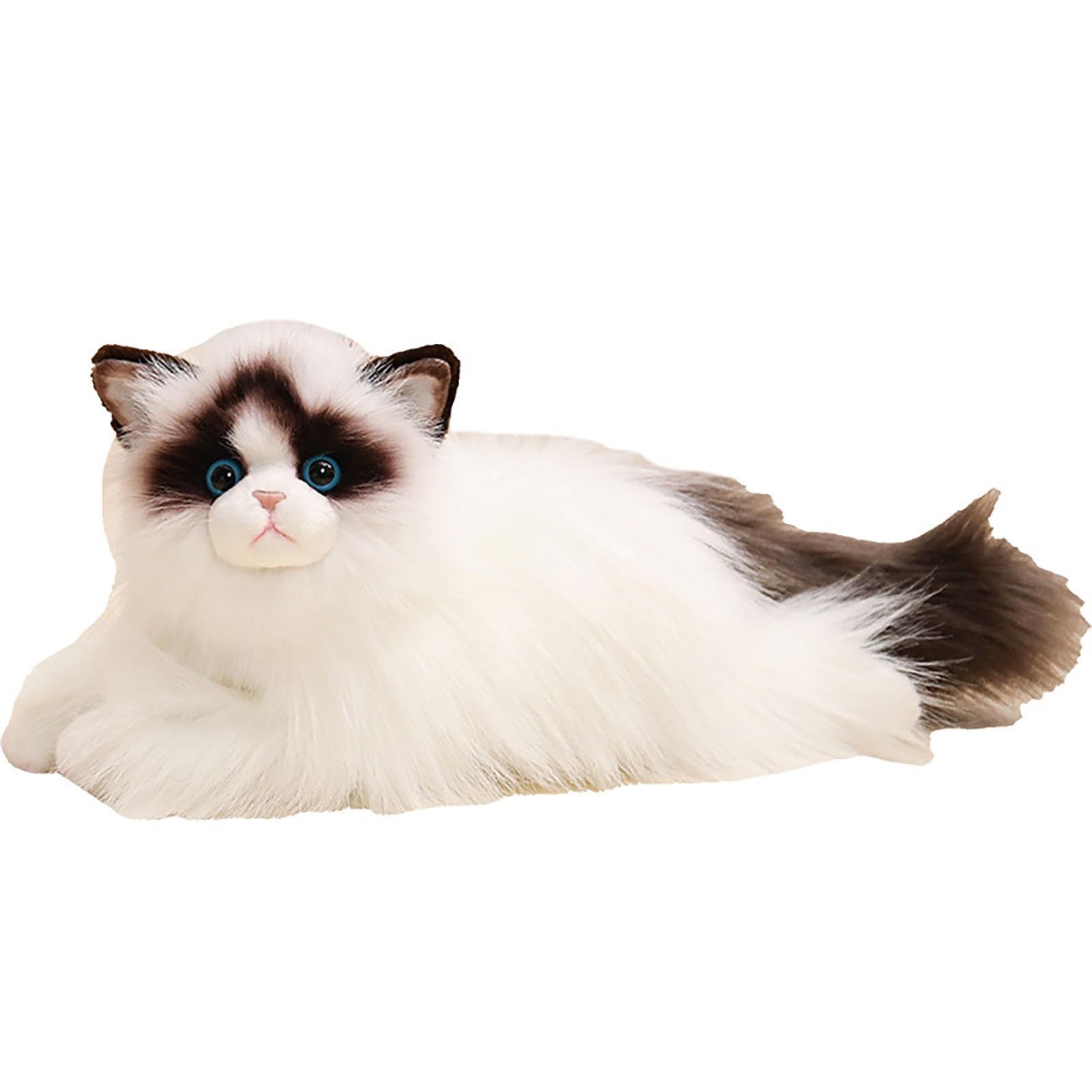 Ragdoll Cat Plush, Realistic Stuffed Animal Soft Comfort Companion for Home Decor Gift for Kids Cat Lovers Birthday Christmas Girls Boys Adults(White)