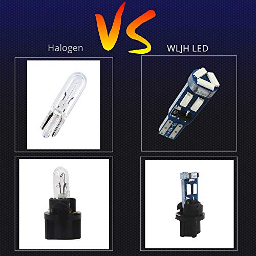 WLJH 40 Pack T10 & T5 LED Bulbs With Sockets, 194/168/W5W/2721/74, Non-Polarity, Dimmable, for Interior Dash Gauge, Dome, Map, Vanity Mirror, Glove Box,Trunk,License Plate Lights, 300 LM Blue