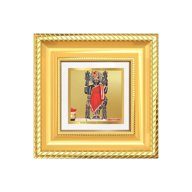 Image of DIVINITI Dwarkadhish 24K Gold Plated Foil Tabletop Photo Frame for Home Decor, Puja Room, Luxury Gifting | DG Frame 015 S1A (10x10 CM)