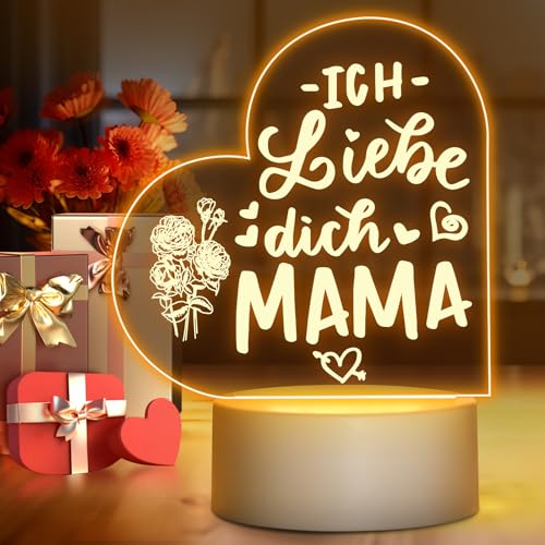 Winzwon Mama Geschenk, Geschenke für Mama, Geburtstagsgeschenk für Mama, Muttertagsgeschenk Personalisiert Deko Nachtlicht, E