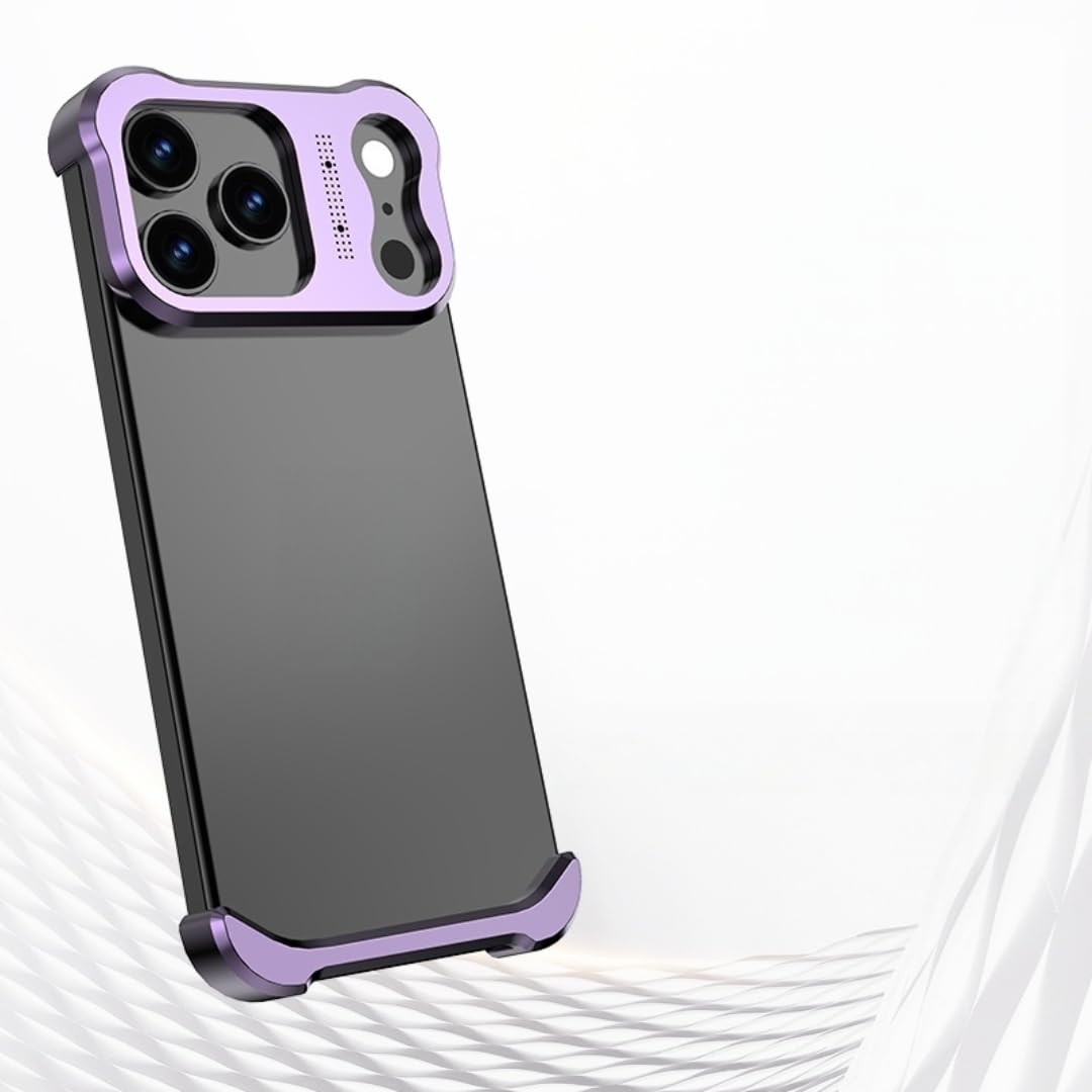 Luksusowy, nieregularny zderzak ze stopu tytanu do iPhone'a 17 Pro Max 16 15 14 Plus Air 13, osłona obiektywu, bezramkowa, ochronna, metalowa, oddychająca obudowa (do iPhone'a 13 Pro/FIOLETOWY)