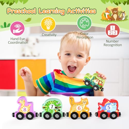 Toys for Toddlers, 11 Magnetic Wooden Animals Train Set, Montessori Toys for Toddlers, Learning Activities, Sensory Toys for Kids, Birthday Gifts for Boys, Girls - Image 4