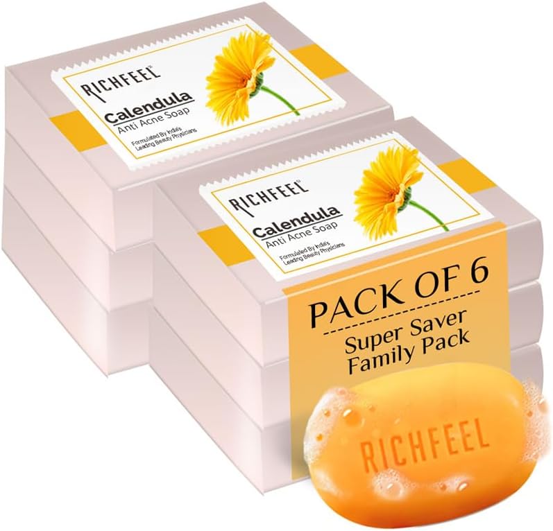 Richfeel Anti Acne Soap with Calendula Extracts (75g) - Pack of 6