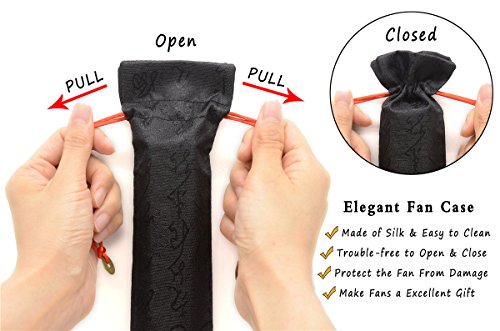 Omytea Bamboo Large Rave Folding Hand Fan For Men/Women - Chinese Japanese Kung Fu Tai Chi Handheld Fan With Fabric Case - For Performance, Decorations, Dancing, Festival, Gift (Dragon & Phoenix) #TOP6