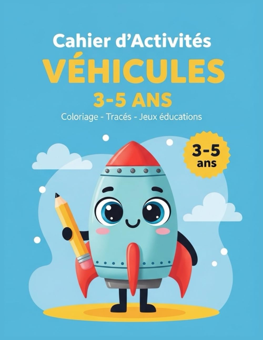 Cahier d’Activités 3–5 Ans – Véhicules : Coloriage, Tracés et Jeux Éducatifs pour la Maternelle: Livre éducatif préscolaire pour apprendre à écrire, compter et développer la motricité fine