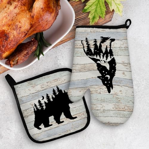 Mingneirusticlodgemoosedeerwolfbearovenmittsandpotholderssetslogcabinforestanimalresistanthotpadsrvkitchendecorforcookingbakingbbqgrillingcampingrvovenglovesetgifts Urban Country Home Decor Mingnei rustic lodge moose deer wolf bear oven mitts and pot holders sets log cabin forest animal resistant hot pads rv kitchen decor for cooking baking bbq grilling camping rv oven glove set gifts urban country home decor