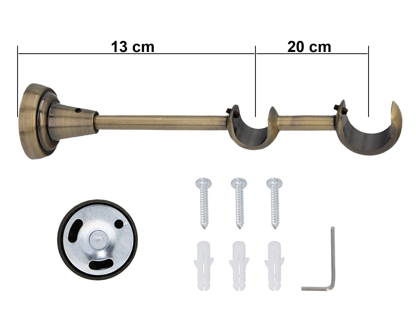 Kit Bastone per Tende in metallo 25/19mm Ottone Antico Montaggio a Muro 240 cm Zoya