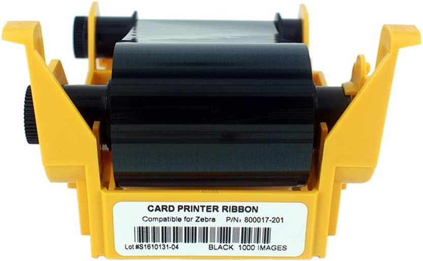 800017-201 Black Monochrome Ribbon for Zebra P11XX Card Printers, P100i P110i P120i Resin Ribbon, 1000 Prints