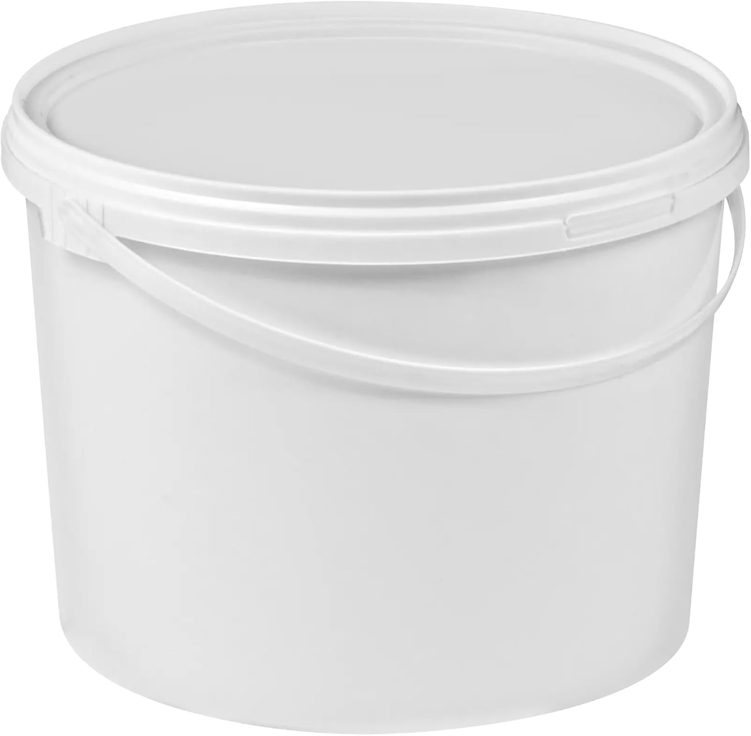 Pack of 5 - White 3 Litre Plastic Buckets with Tamper Evident Lids & Carry Handles - Multi Purpose Storage Containers Tubs