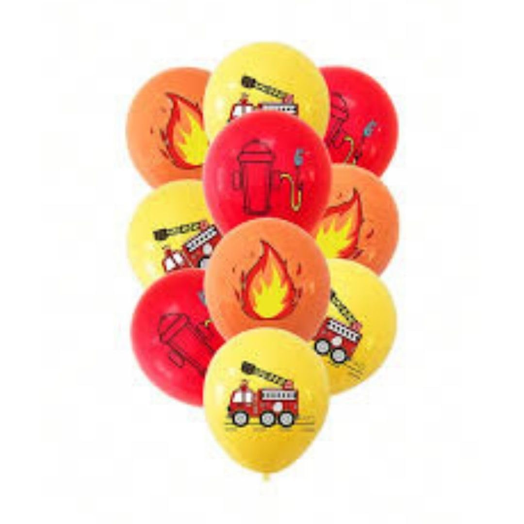 Fire Brigade Balloons Set - Perfect for Birthday Parties & Fireman Themed Decorations, Children's Fire Extinguisher Balloons (Set of 6)