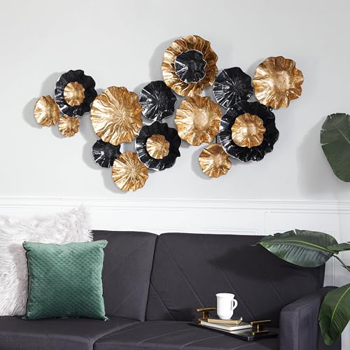 CosmoLiving by Cosmopolitan Metal Plate Home Wall Decor Wall Sculpture with Textured Pattern, Wall Art 63" x 4" x 35", Gold - Image 6