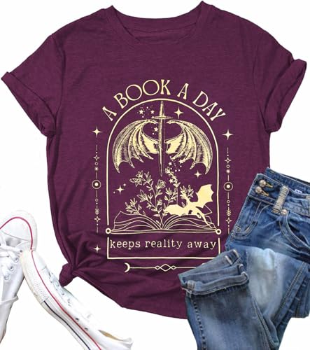 Book Shirts for Women Vintage Reading Teacher T-Shirt Short Sleeve Book Lover Tee Tops