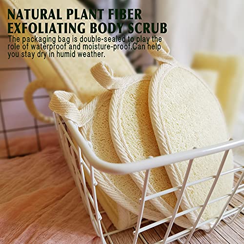 Épurateur exfoliant pour le corps en éponge de luffa naturel(2 pièces),Éponge de bain douche en luffa biodégradable pour la protection de l'environnement,Loofah pour femmes et hommes