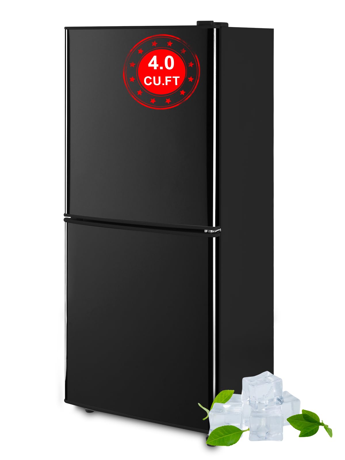 KRIB BLING Refrigerator with Freezer 4.0 Cu.Ft with 7 Level Adjustable Thermostat Control 2 Door Bottom Freezer Refrigerator Lock Fresh Energy Saving for Apartment Bedroom Dorm and Office Black | Fridge.com