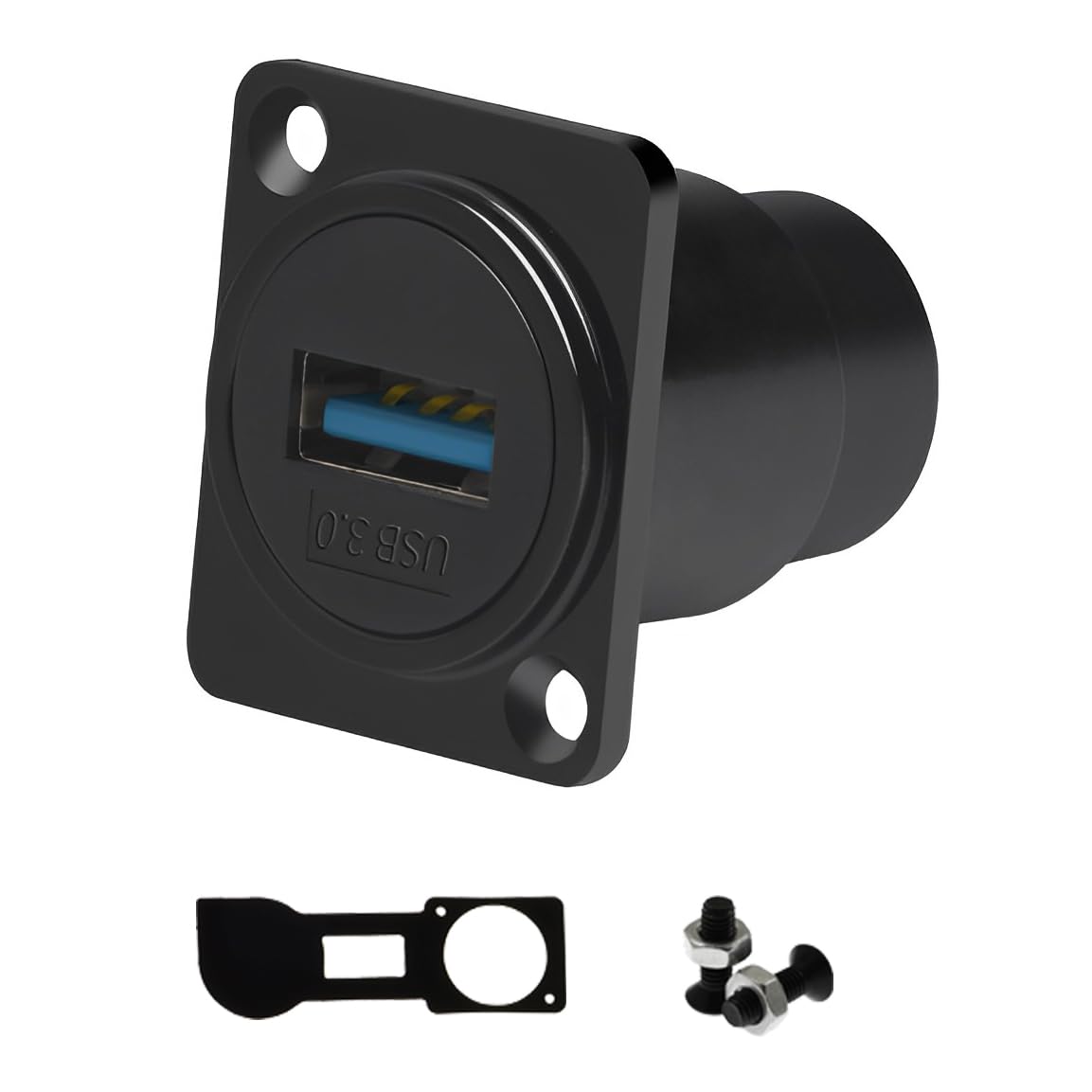 YiKaiEnUSB 3.0 Panel Mount Adapter D Type with Waterproof Cover - Female to Female, Speeds up to 5Gbps for Data Transfer, External Hard Disk, File Transfer, Mouse, Keyboard etc. - Easy Installation
