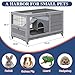 Rabbit Hutch Indoor/Outdoor with Wheels, 2 Story Wooden Bunny Cage Leak-Proof Trays & Easy Feed Support Rod, Large Guinea Pig House with Ramp, Pet Habitat for Small Animals (Grey)