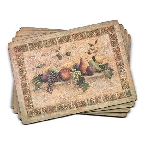 Pimpernel Tuscan Palette Collection Placemats | Set of 4 | Heat Resistant Mats | Cork-Backed Board | Hard Placemat Set for Dining Table | Measures 15.7” x 11.7” Cover