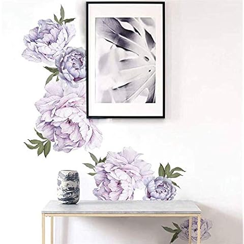 Esmee Wall Stickers Purple Peony Flower Wall Stickers Home Decoration Living Room Decoration Children's Room Bedroom Decoration Cover