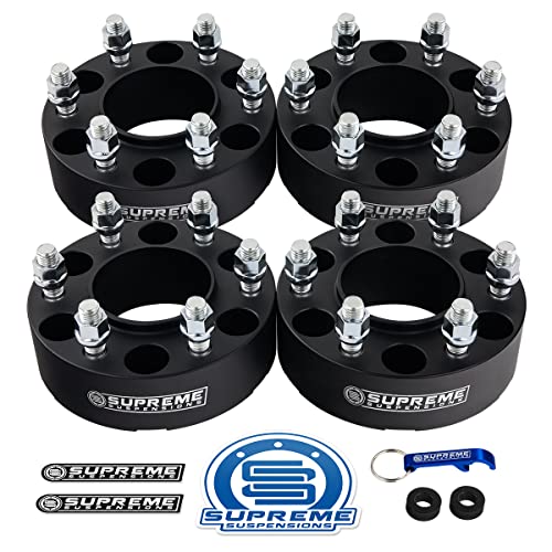 Supreme Suspensions - 4pc Set of 2 Hub Centric Wheel Spacers for 2019-2022 Ford Ranger & 2021-2022 Ford Bronco 6-Lug 2WD/4WD BP: 6x139.7mm / CB: 93.1mm / Studs: M12x1.5 - Valve Stem Caps Included