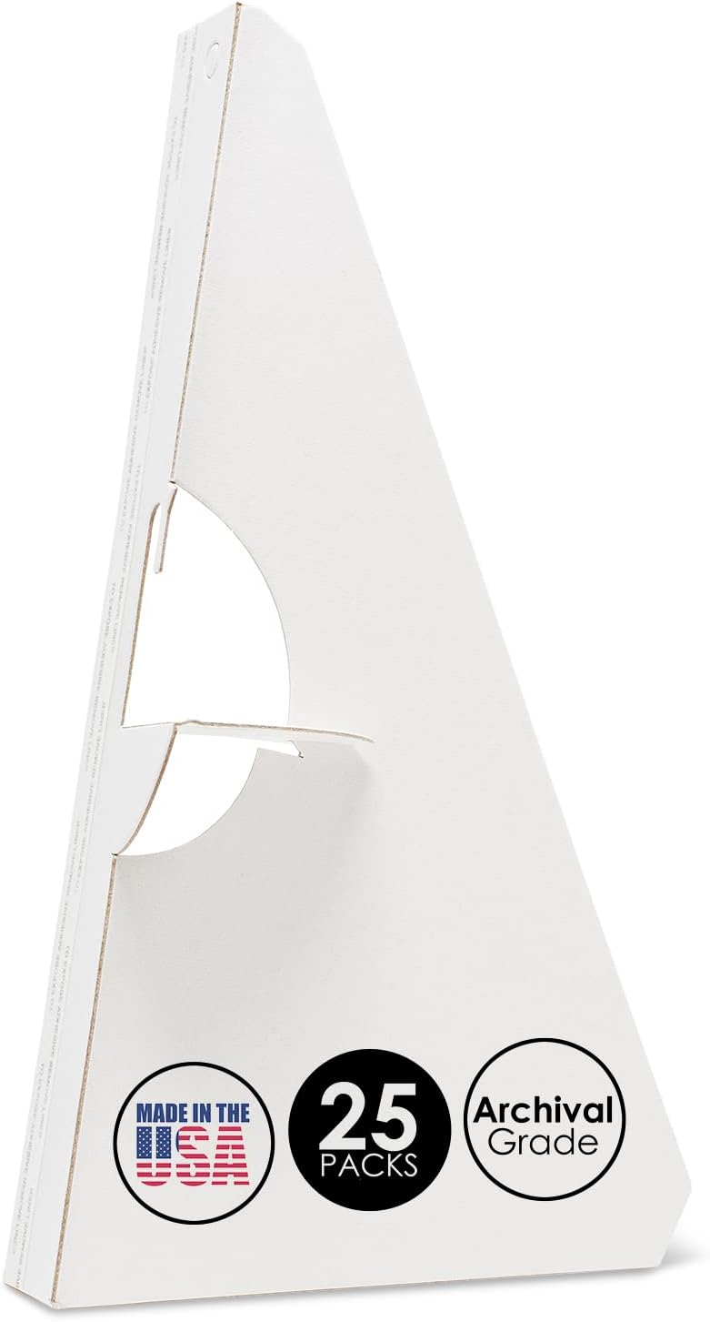 Lineco. Self Stick Easel Backs. Archival Quality, Sturdy, Fast and Easy to Use. 12 Inch Single Wing. Use for Photos, Signs, Crafts. (Pack of 25). White.