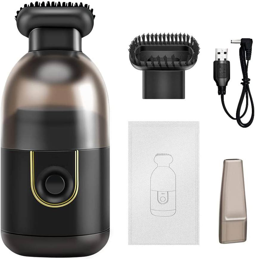 Mini Vacuum Cleaner Wireless Desktop Handheld, Powerful Suction 2200pa, Rechargeable, Portable Cordless Capsule Design for Cleaning Dust/Car/Pet Fur/Piano/Keyboard in Office School Home (Black)