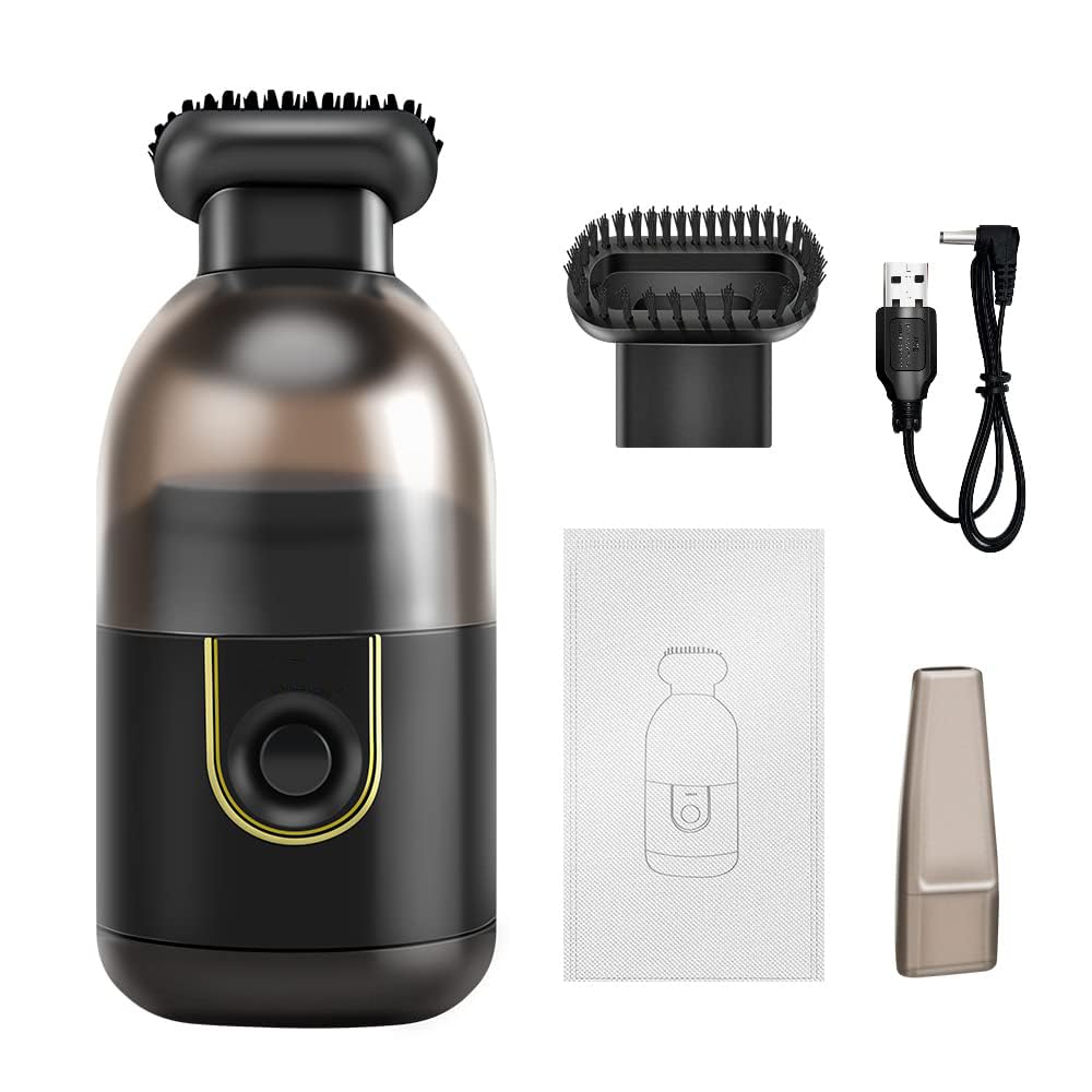 Mini Vacuum Cleaner Wireless Desktop Handheld, Powerful Suction 2200pa, Rechargeable, Portable Cordless Capsule Design for Cleaning Dust/Car/Pet Fur/Piano/Keyboard in Office School Home (Black)