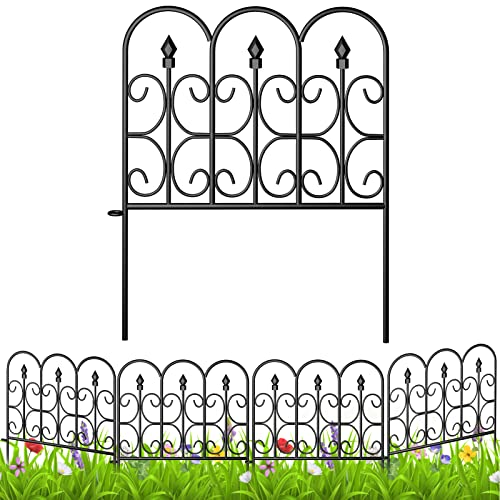 Amagabeli Garden Fence, 32in x 10ft, 5 Panels, Black