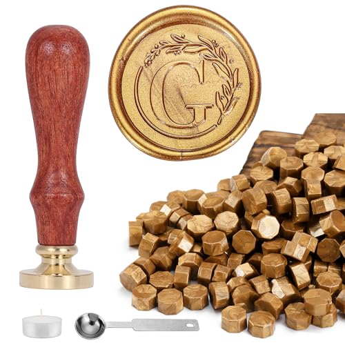 Yoption Vintage Letter G with Wreath Wax Seal Stamp Kit