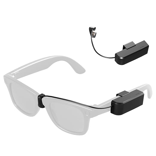 Portable Charger for RayBan Meta Gen2 Smart Glasses, Black