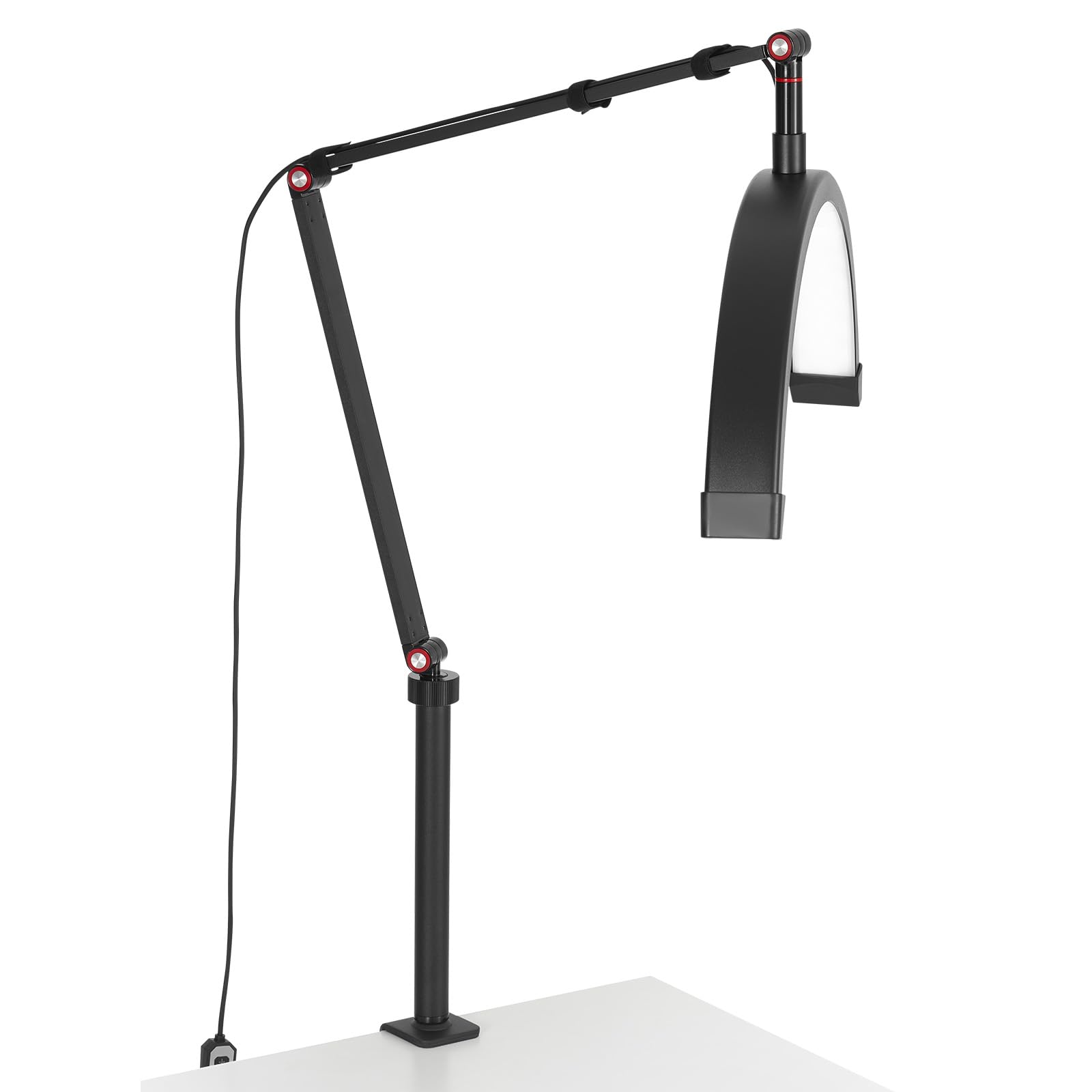 VEVOR Lampe d’Esthéticienne Demi-lune de Table, Lampe LED Arc pour Manucure Extension de Cils 20 W, Luminosité et Température de Couleur Réglables, avec Support de Téléphone, pour Beauté, Sourcils