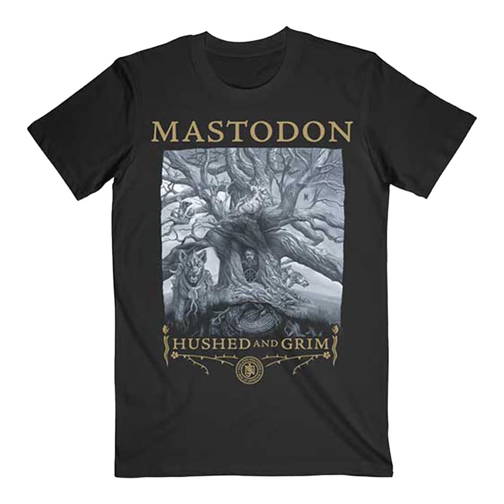 Mastodon Men's Black T Shirt Hushed And Grim Cover Band Logo Official M