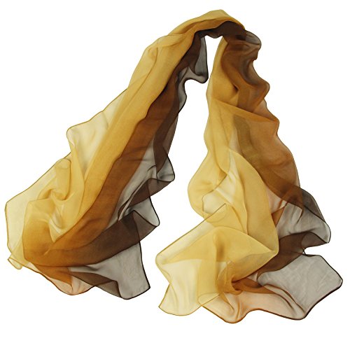 Long Chiffon Sheer Scarf Gradient - Pantonight Orange Brown Shaded Colors Lightweight Scarf For Womens (Color 081)