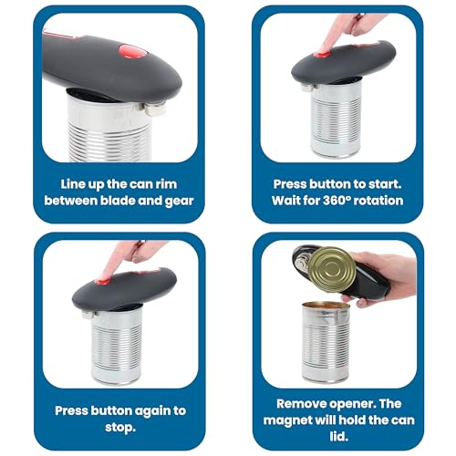 BIOS Living Easy Touch Electric Can Opener, One Touch Button, Magnet Lift, Leaves a Smooth Edge, Hands Free, Simple, Easy to Use, Sanitary, For Individuals with Grip & Hand Mobility Challenges by BIOS Living - Image 4