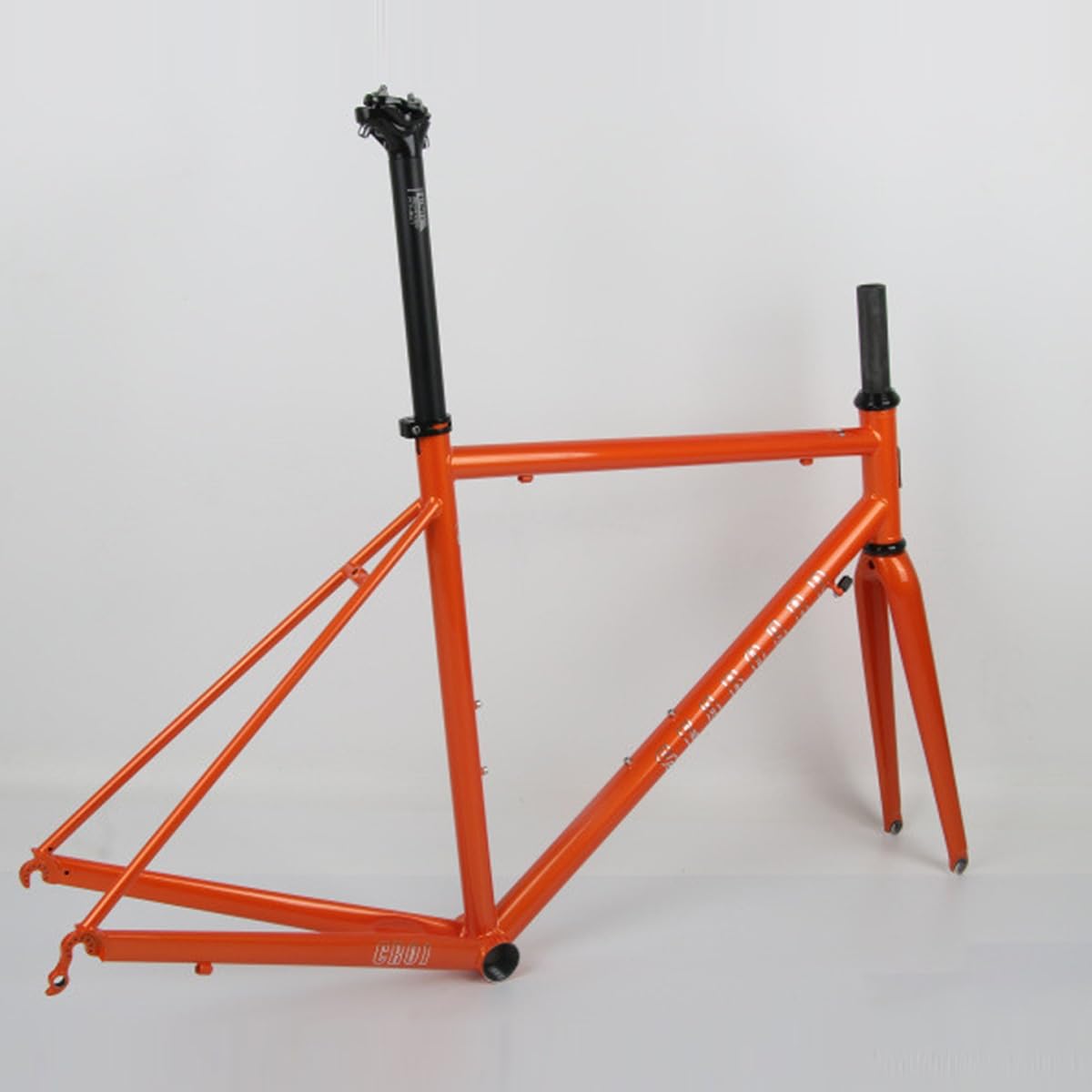 BSFHQS Chrom-Molybdän-Stahl Rennrad-Rahmenset 700C 44cm 47cm 50cm 53cm 56cm Felgenbremse/C-Bremsen Fahrrad Rahmen Schnellspannrahmen F100MM R130MM QR Kohlefaser Gabeln(Orange,47cm) Sport & Freizeit