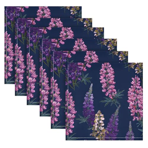 Servilletas de tela pack 6 con flores lupino 20x20in miniatura 2