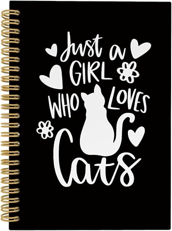 Cat Gifts, Cat Journal, Cat Notebook, Just a Girl Who Loves Cats 5.5"x8.3" 164pages Lined Notebooks College Ruled, Black Cat Notebook for Office School Supplies, Cat Gifts for Cat Lovers Women