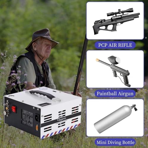 Image of 2026 ENW Portable PCP air compressor, 4500 PSI / 30 MPa, oil-free and water-free, dual power 12V DC / 110V AC, built-in filter and cooling fan, high-pressure air gun air pump, paintball tanks