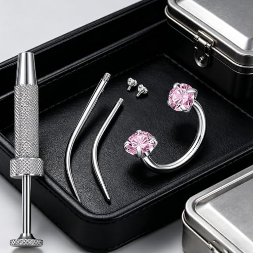 Hoop Nose Rings for Women,Lip Ear Piercing Jewelry,Hoop Nose Piercings Silver Jewelry Set | for Lip Ear Helix Septum Daily Travel Party Dating Wedding Prom