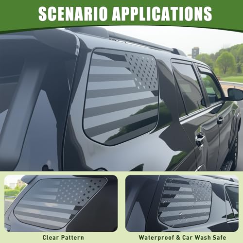 Image of 2PCS Rear Window Decals for 2010-2024 Toyota 4Runner 5th Gen Back Window Glass Side US Flag Sticker for 4 Runner SUV Exterior Accessories Matte Black (American Flag)