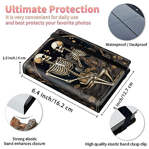 Image of Skulls Photo Album 4x6 120 Pockets Photos with Strong Elastic Band, Small Mini Albums Sheet Protector Folder for Photos, Album for Family Wedding Baby Women Men Vacation Gift