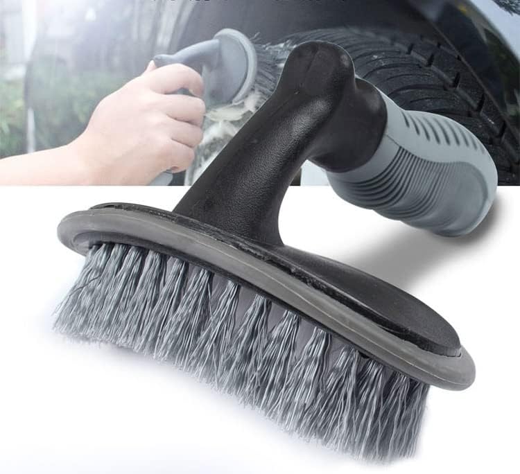 Cepillo de lavado de autos para ruedas y guardabarros, limpiador de neumáticos de mango corto para detalles de automóvil, cepillo de limpieza de