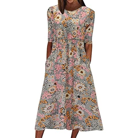 Vestido Floral Bohemio Suelto Informal con Bolsillos Cover