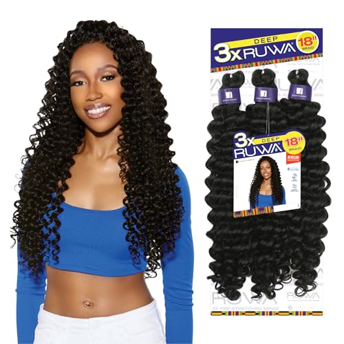 Sensationnel Ruwa prestretched braiding hair - 3x deep 18 inch water repellent kanekalon fast dry synthetic sports itch free (1 pack 1B OFFBLACK)